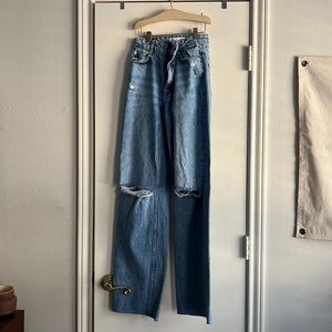 Zara Straight Leg Ripped Jeans